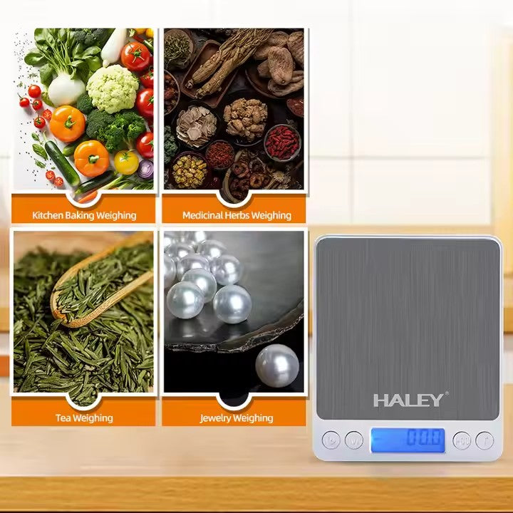 Cantar Digital HALEY de Bucatarie, 3000G, din Otel Inoxidabil, Argintiu